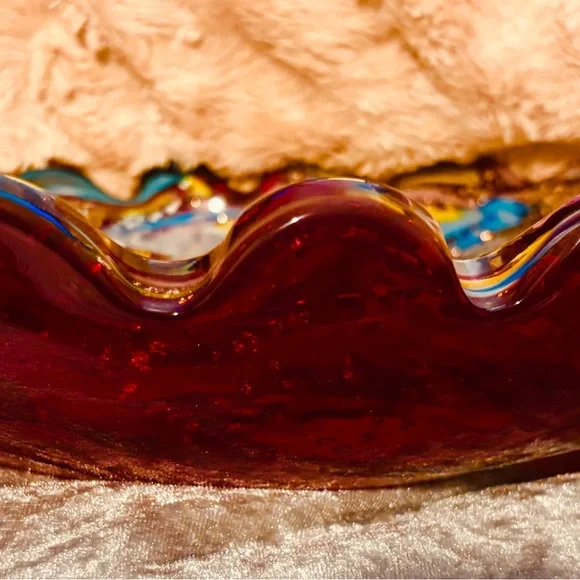 1950’s AVEM Oval Dish Multi-Colored Bizantino Murano Glass Tutti Frutti - Picture 5 of 12